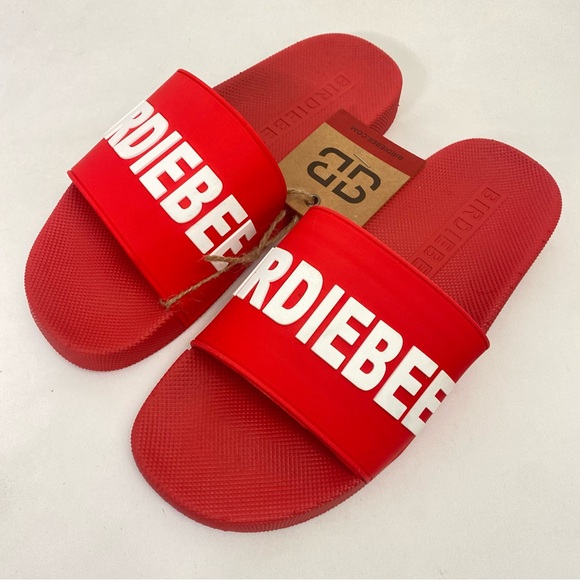 BIRDIEBEE Red Statement Slide Sandals Size 8 Womens Beach Casual - Picture 1 of 5